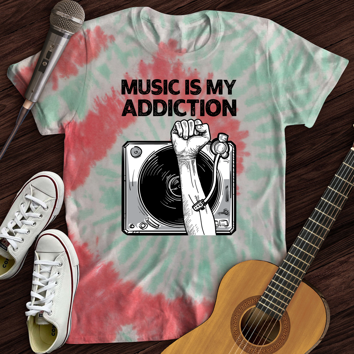 Music Is My Addiction Tie Dye T-Shirt