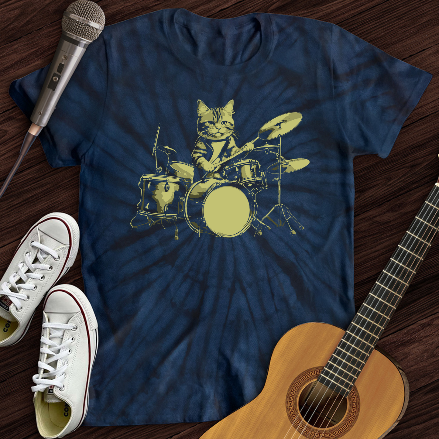 Cat Drums Tie Dye T-Shirt