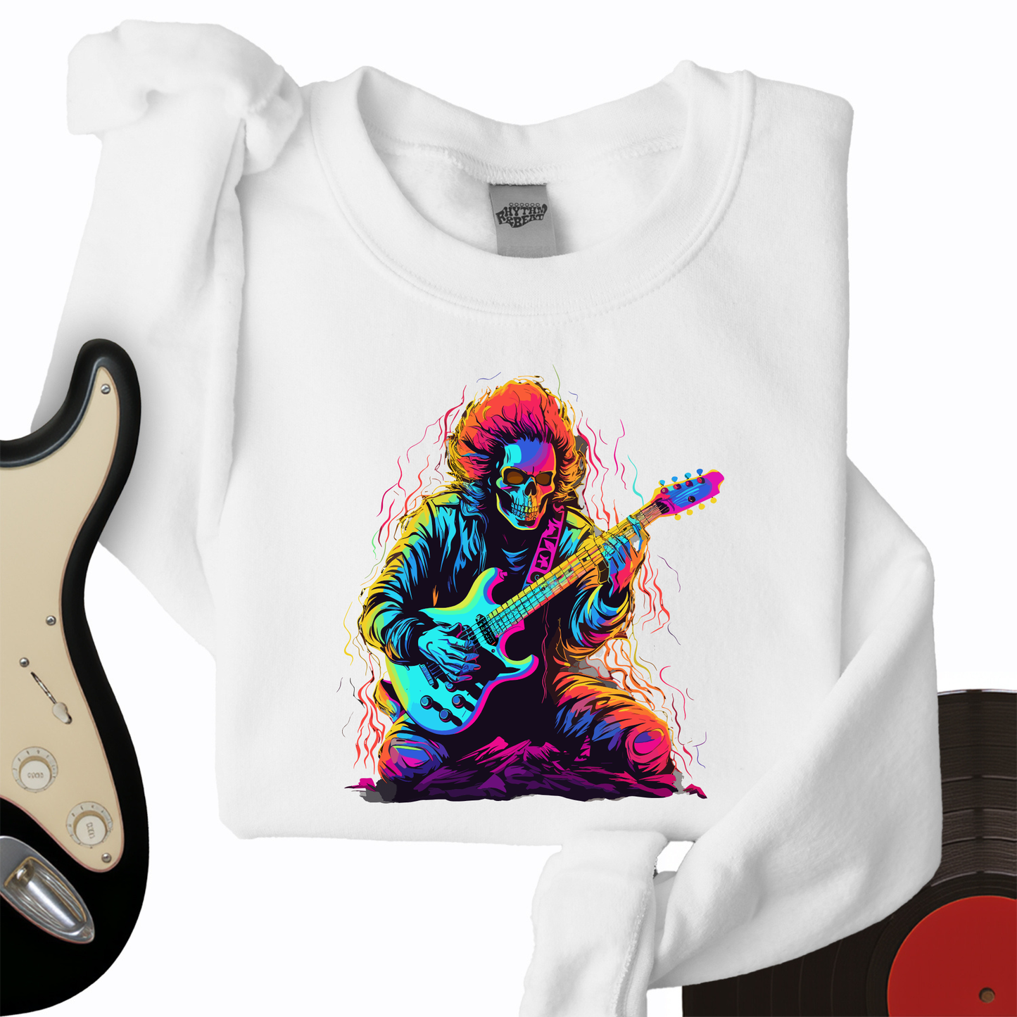Pastel Skeleton Guitar Crewneck