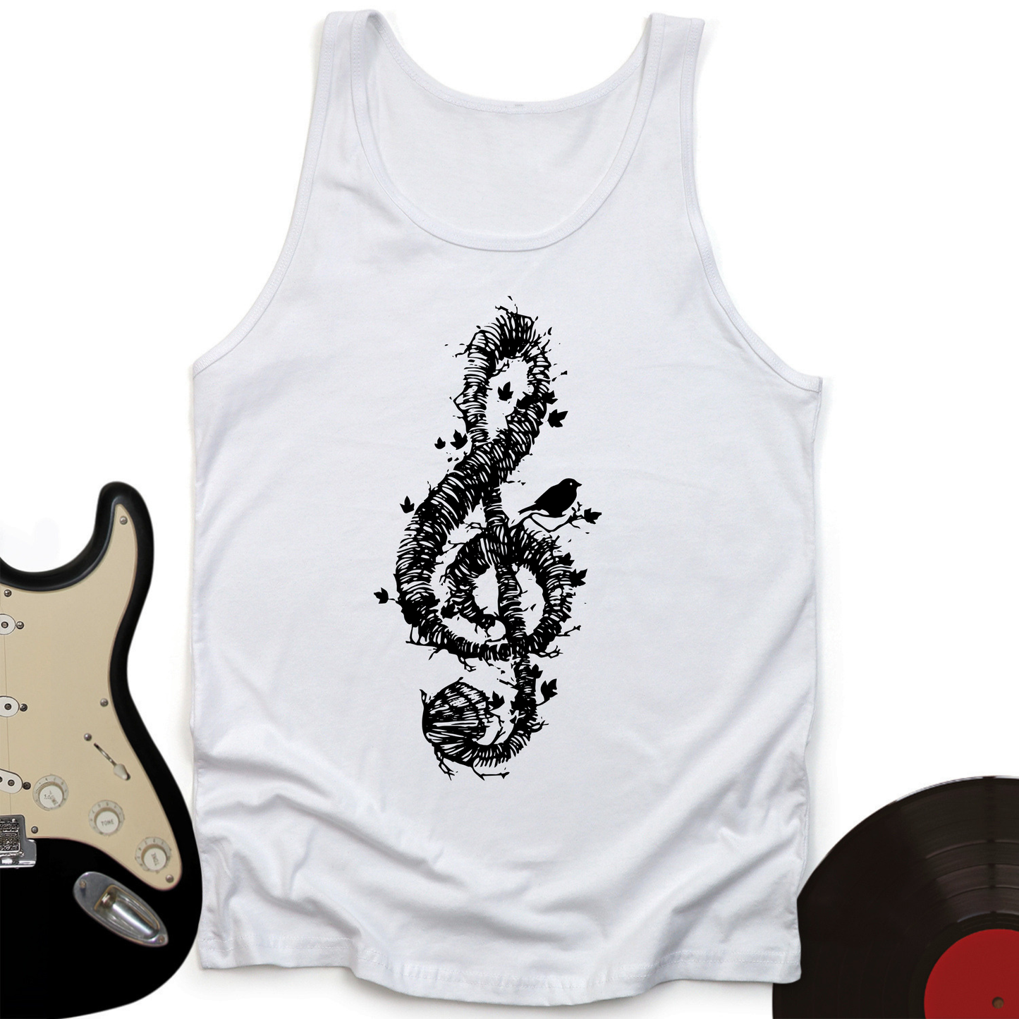 Treble Clef Bird Tank Top