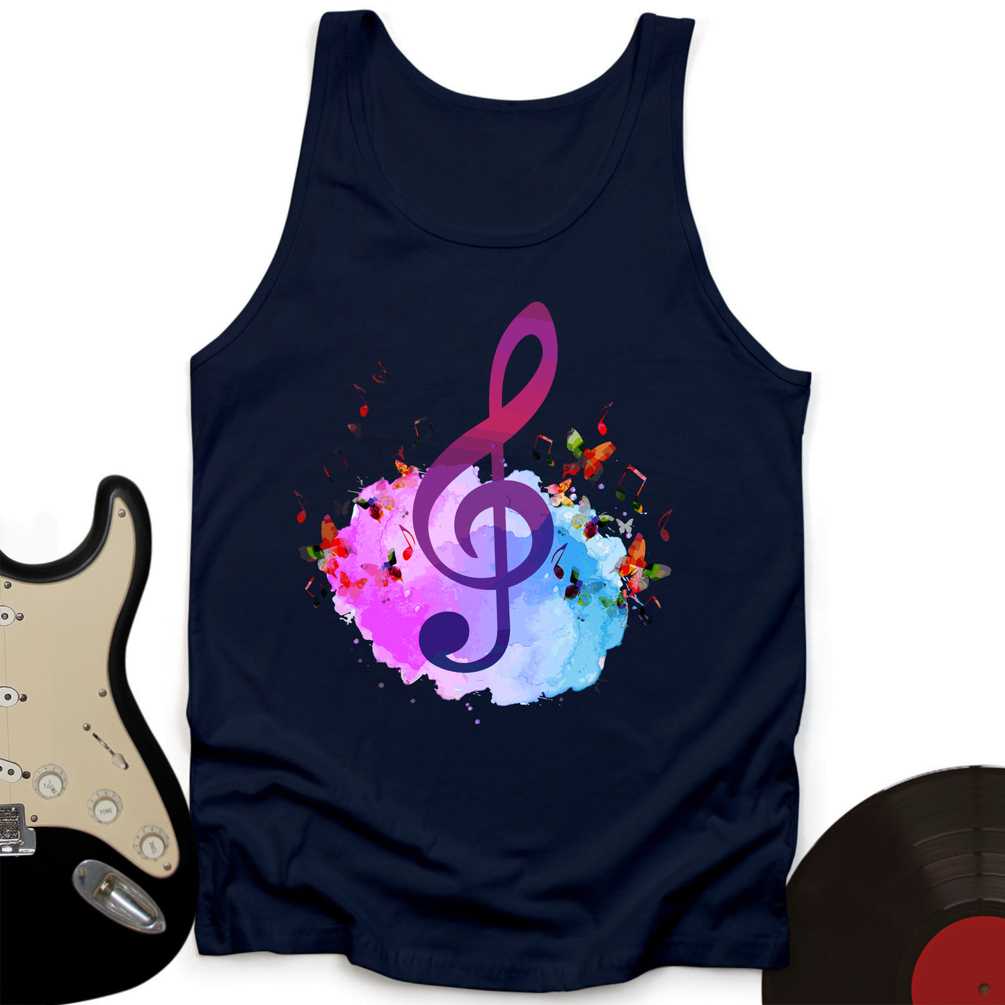 Water Color Treble Clef Tank Top