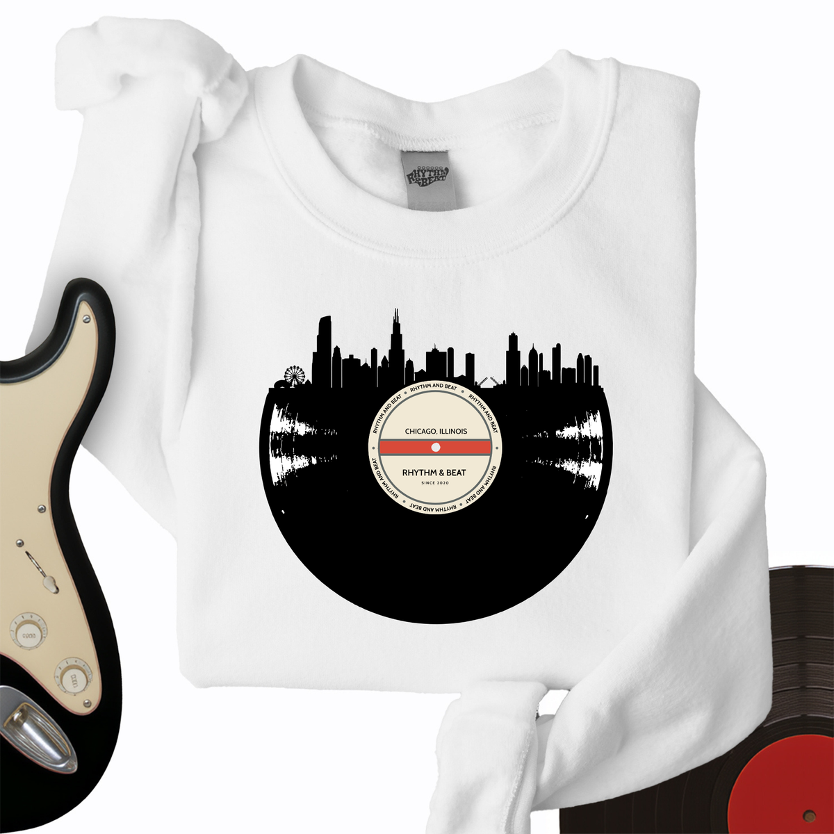 Vinyl Skyline Chicago Crewneck