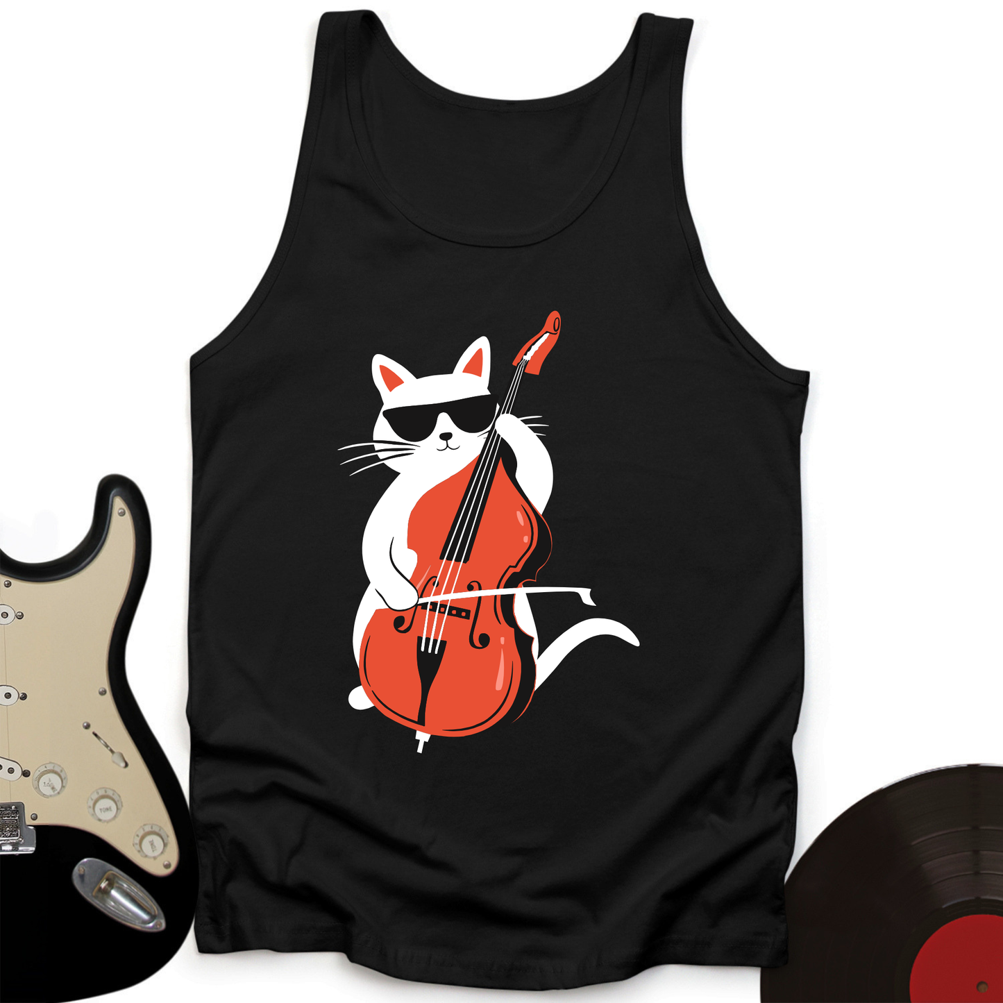 Cat Playing Cello Tank Top