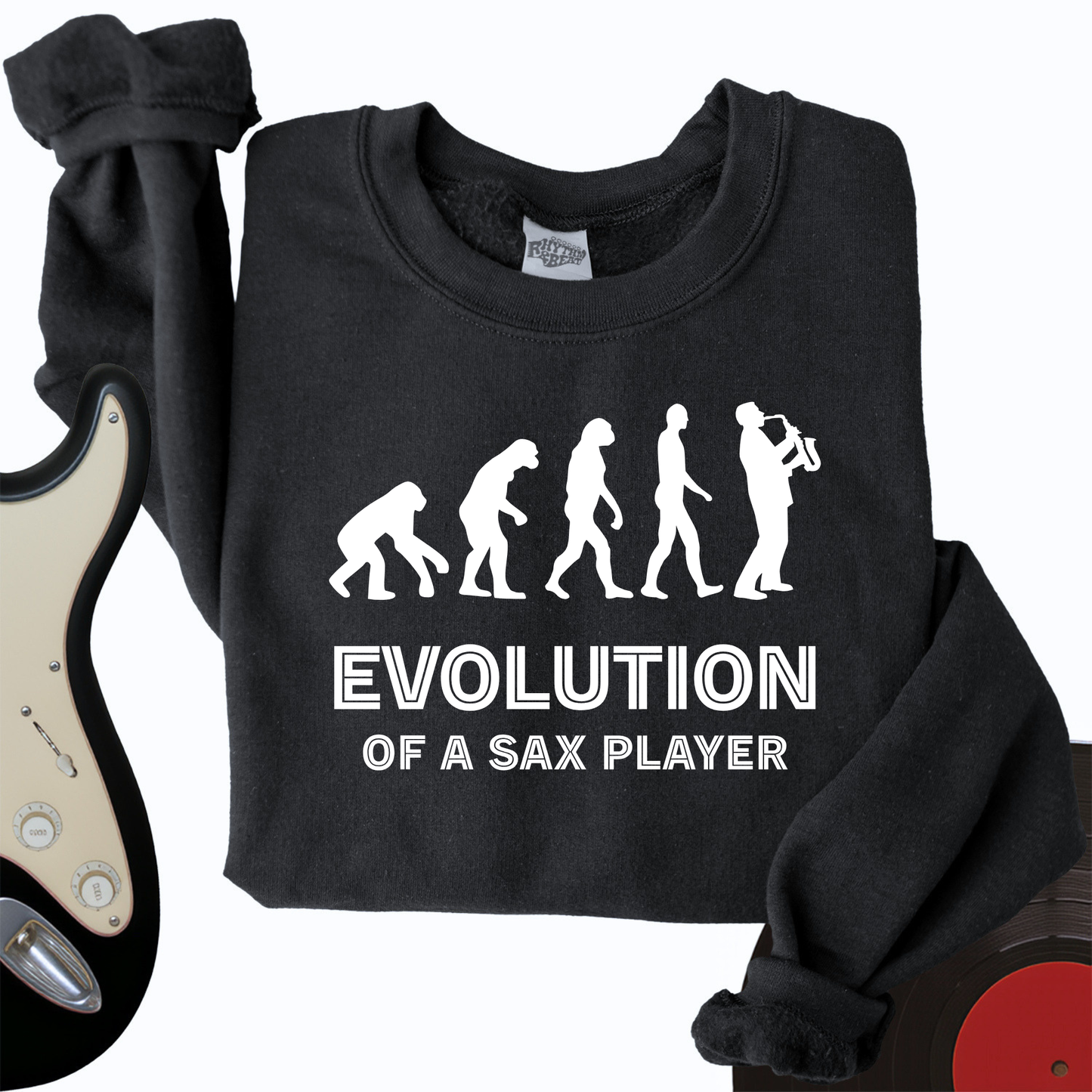 Evolution Of A Sax Player Crewneck