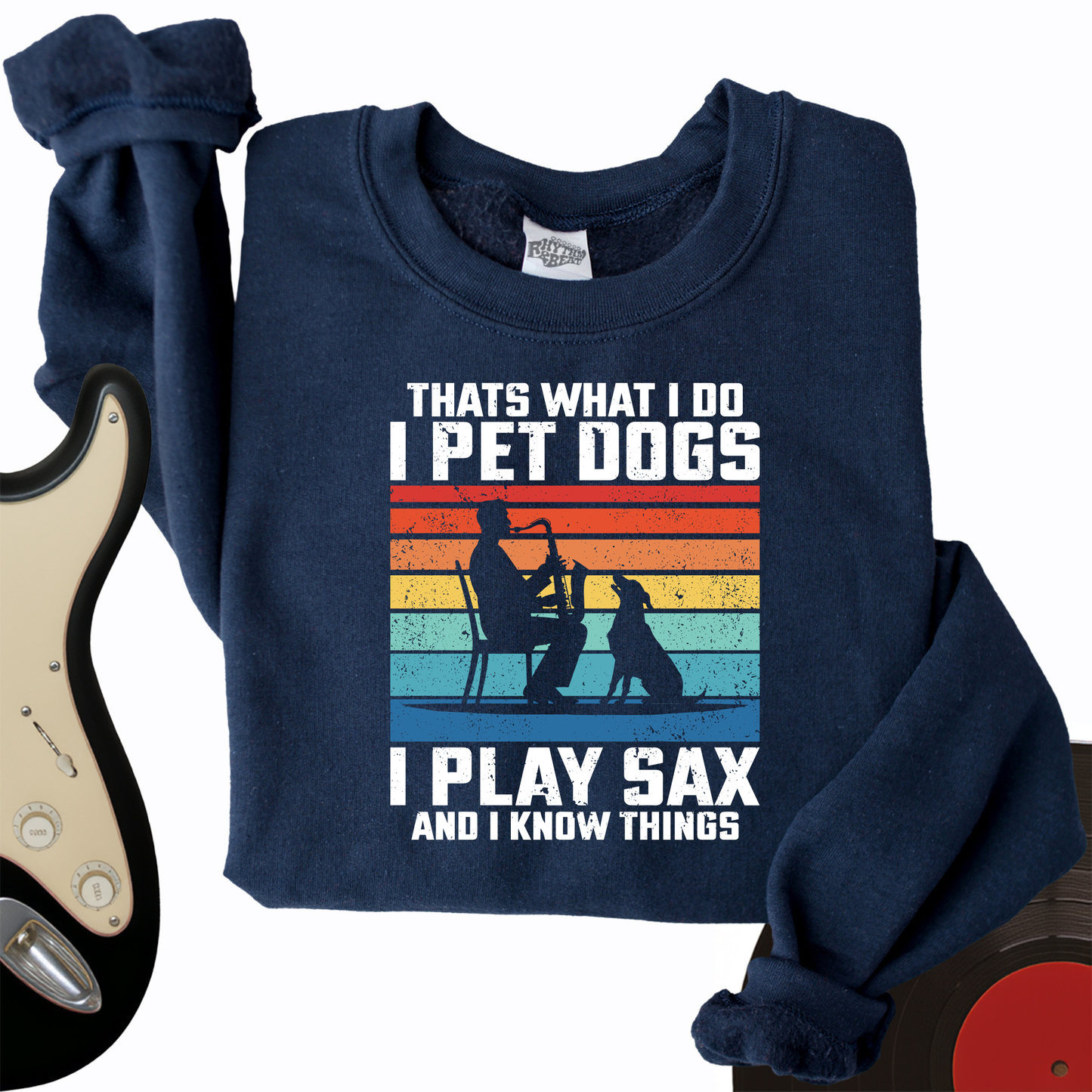 I Pet Dogs With Sax Crewneck