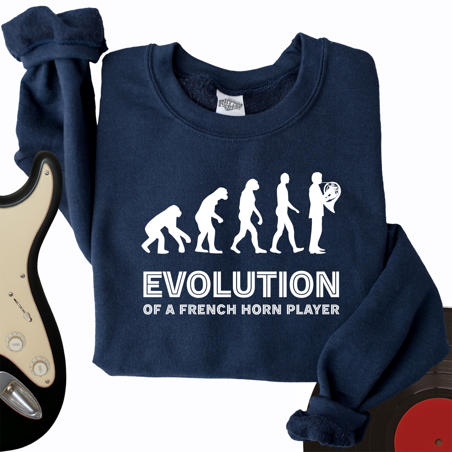 Evolution Of A French Horn Player Crewneck