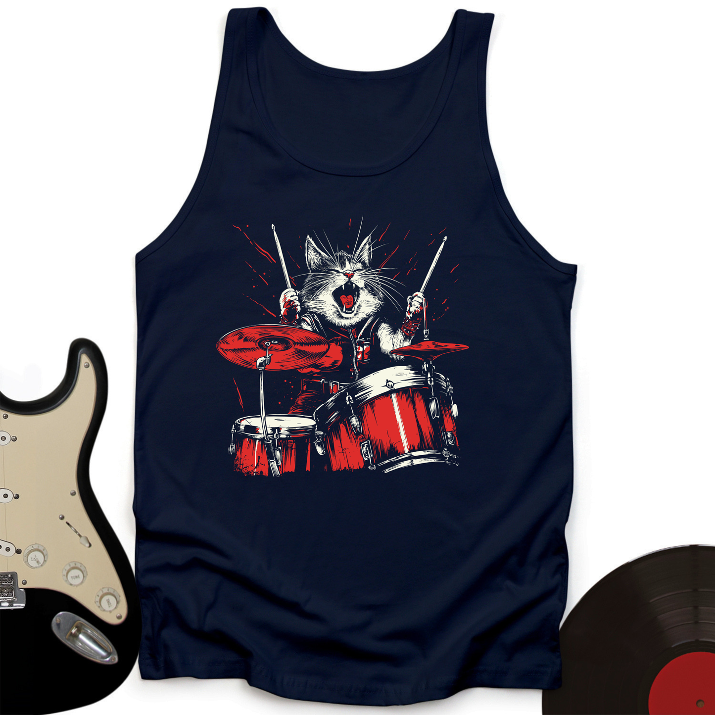 Cat Playing Drums Tank