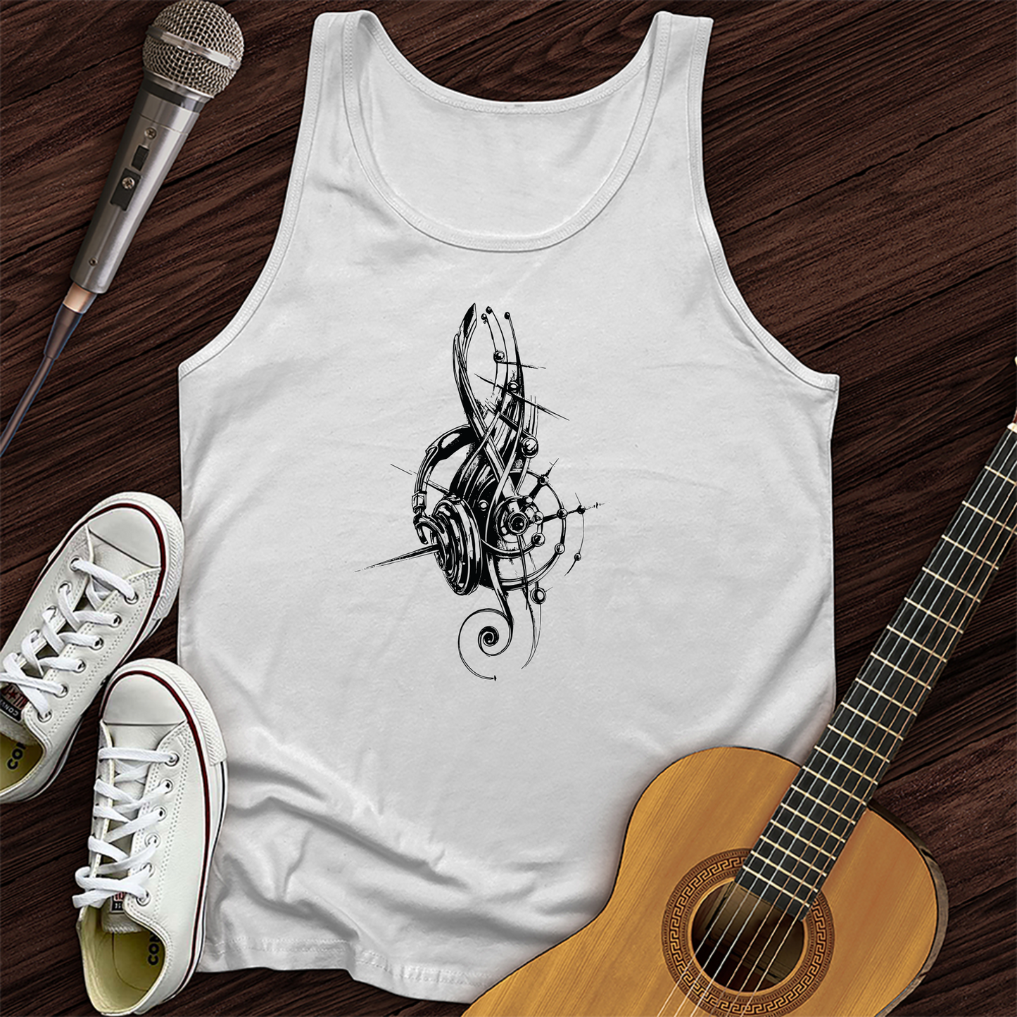Treble Clef Headphones Unisex Tank Top