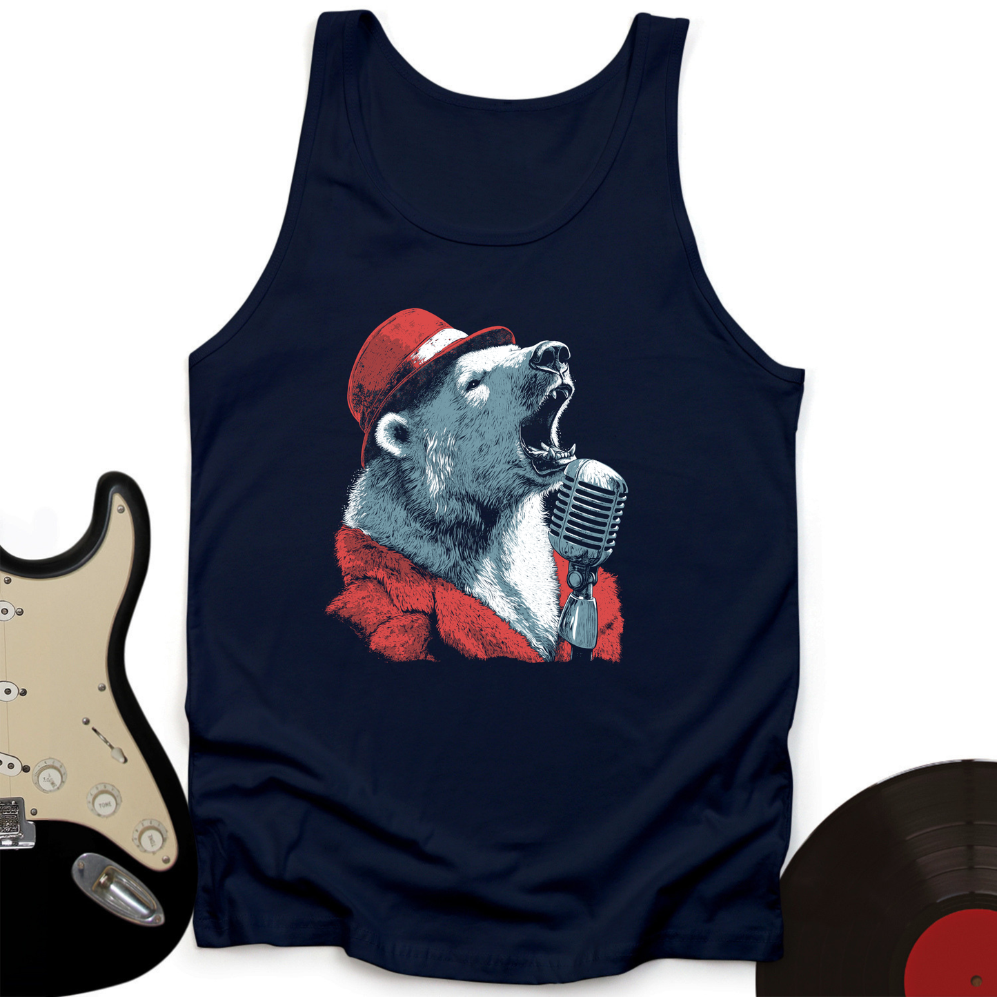 Polar Bear Microphone Unisex Tank Top