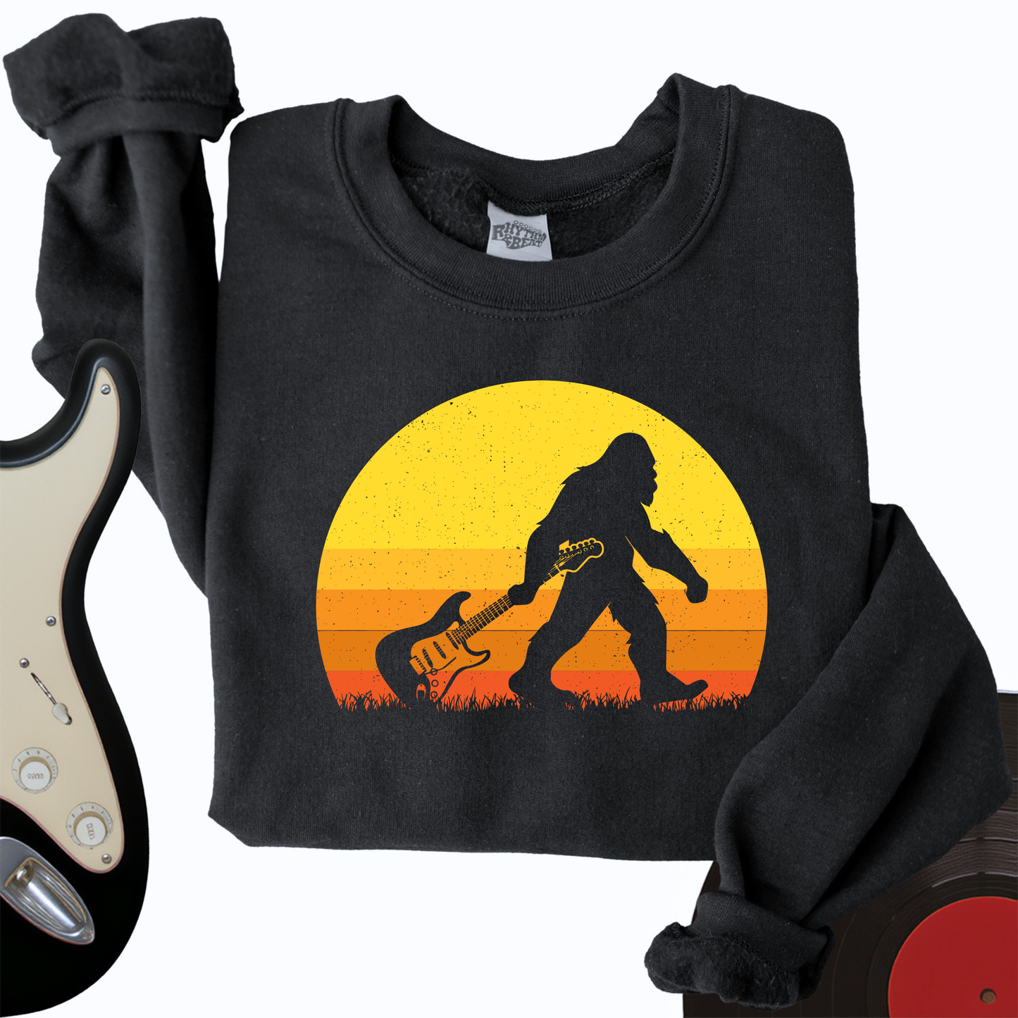 Bigfoot Dragging Guitar Crewneck