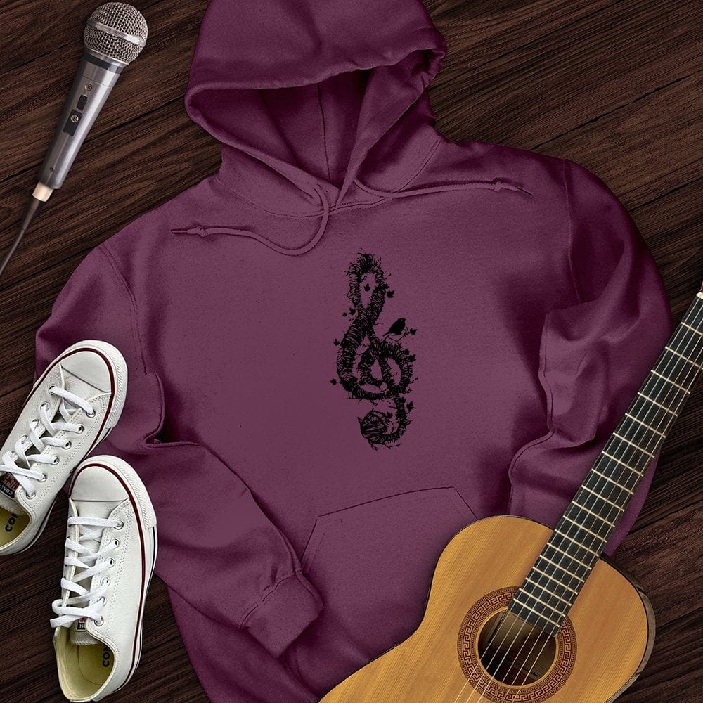 Printify Hoodie Maroon / S Treble Clef Bird Hoodie