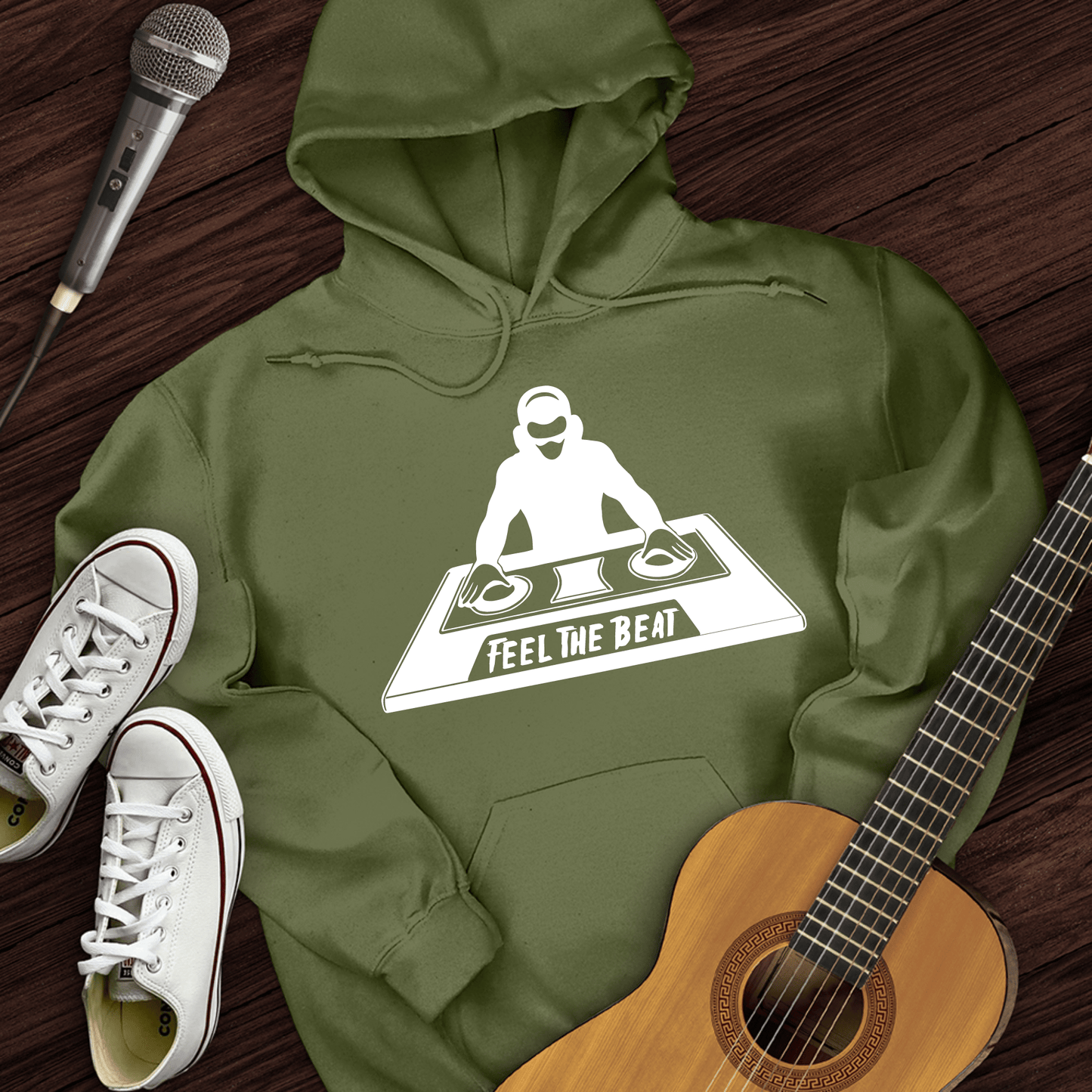 Printify Hoodie Military Green / S Feel The Beat Hoodie