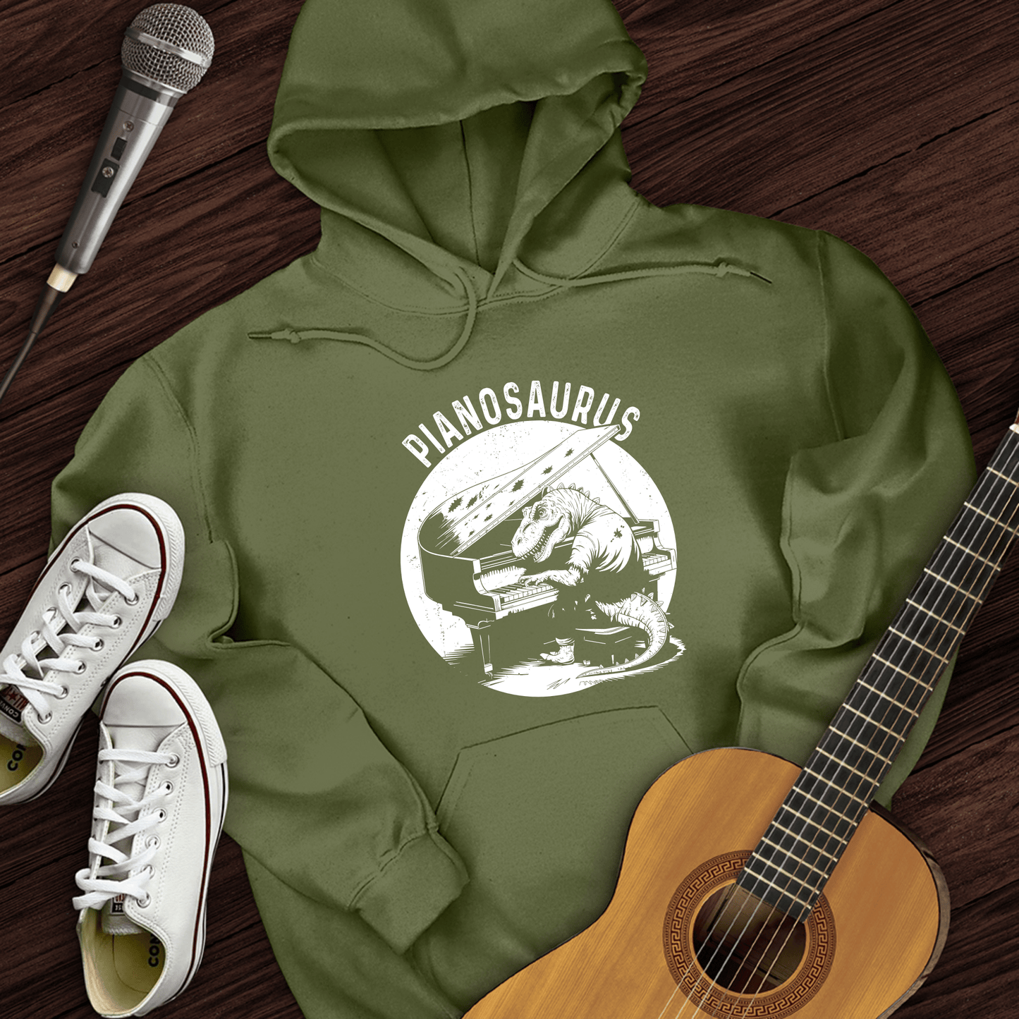 Printify Hoodie Military Green / S Pianosaurus Hoodie