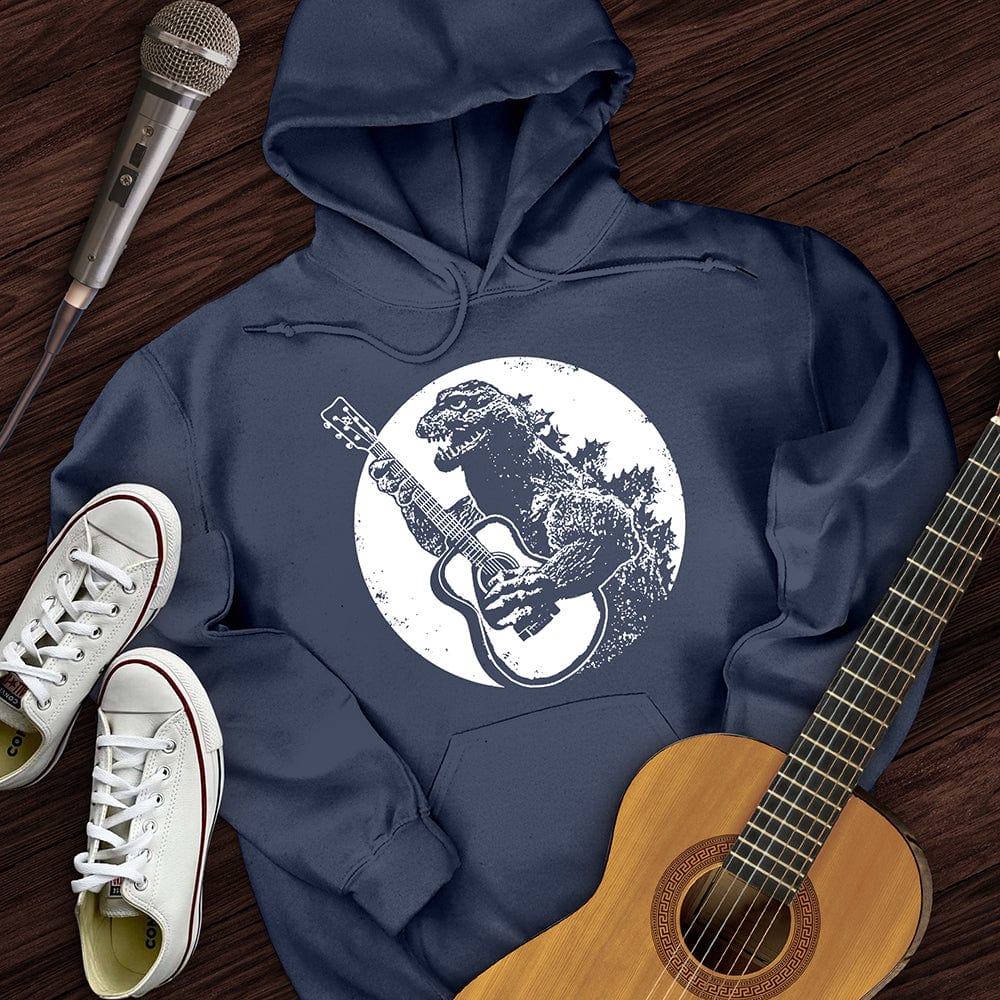Printify Hoodie Navy / S Dinosaur Guitar Hoodie