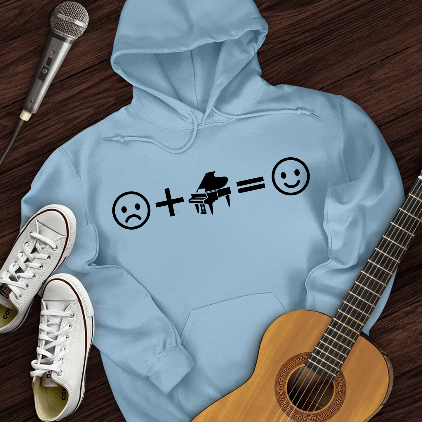 Printify Hoodie Piano Makes Me Happy Hoodie