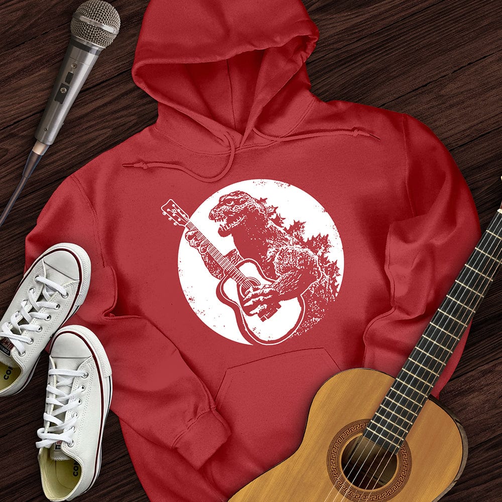 Printify Hoodie Red / S Dinosaur Guitar Hoodie