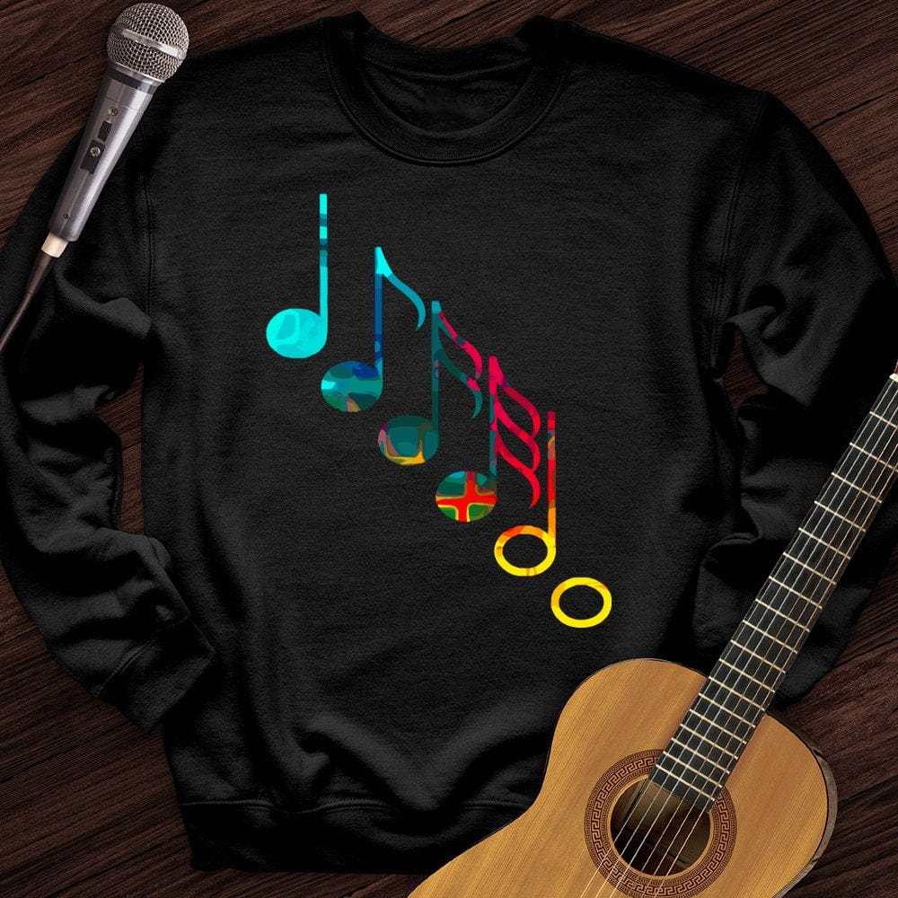 Printify Sweatshirt Black / S Colorful Music Notes Crewneck