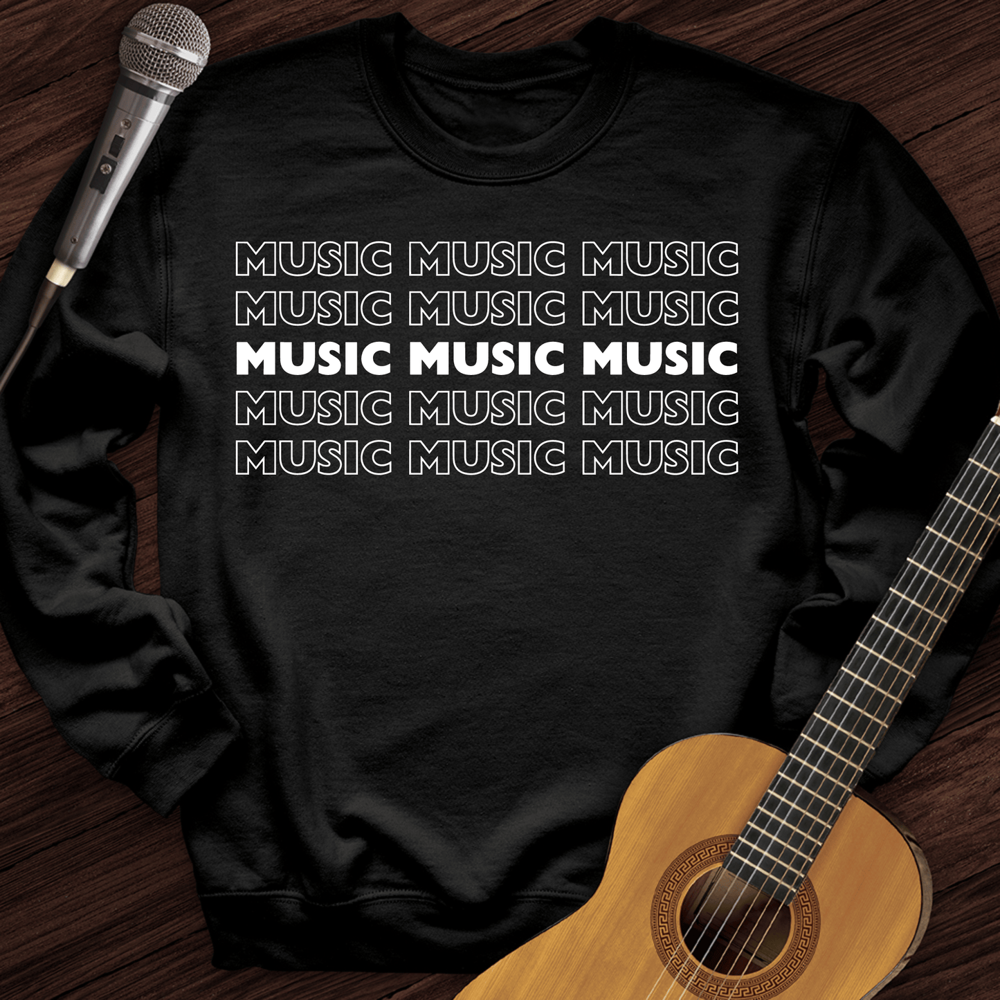 Printify Sweatshirt Black / S Music Music Music Crewneck