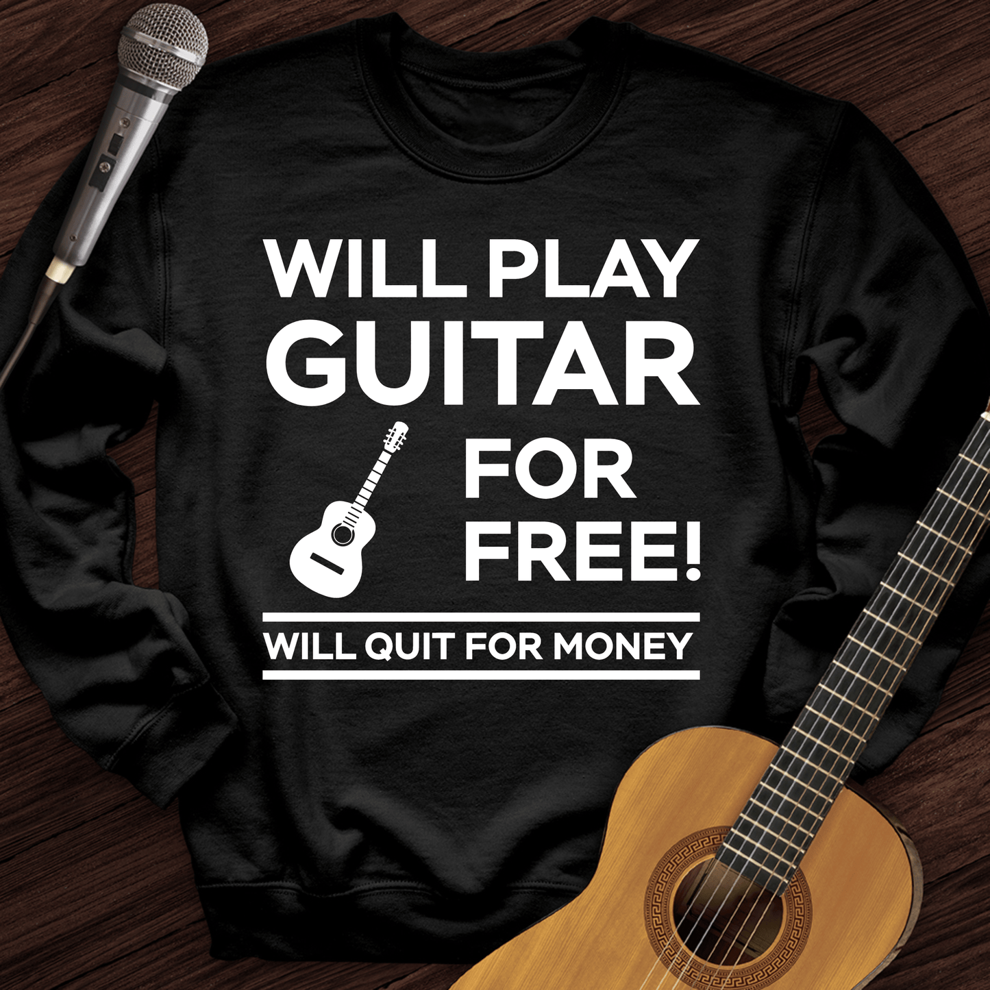 Printify Sweatshirt Black / S Play Guitar For Free Crewneck