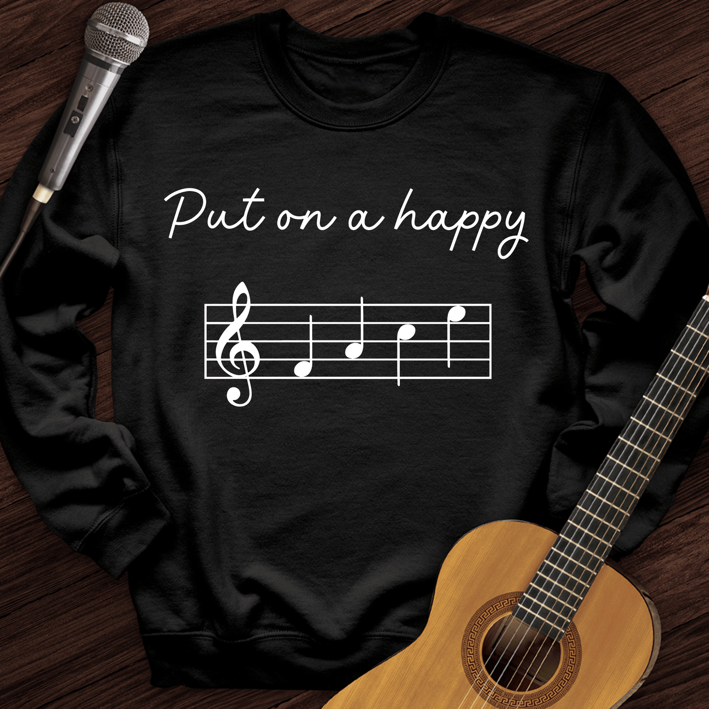 Printify Sweatshirt Black / S Put On A Happy Crewneck