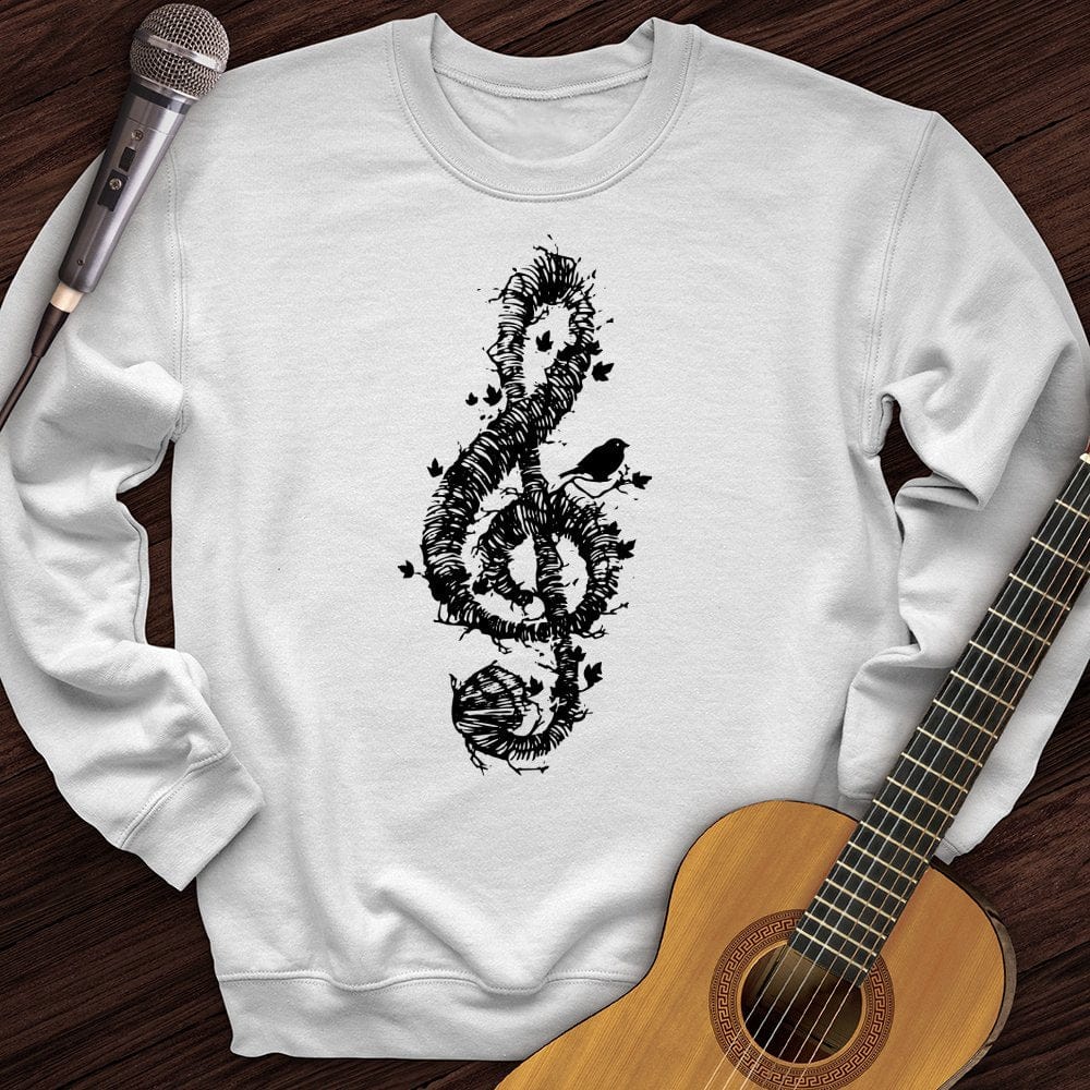 Printify Sweatshirt White / S Treble Clef Bird Crewneck