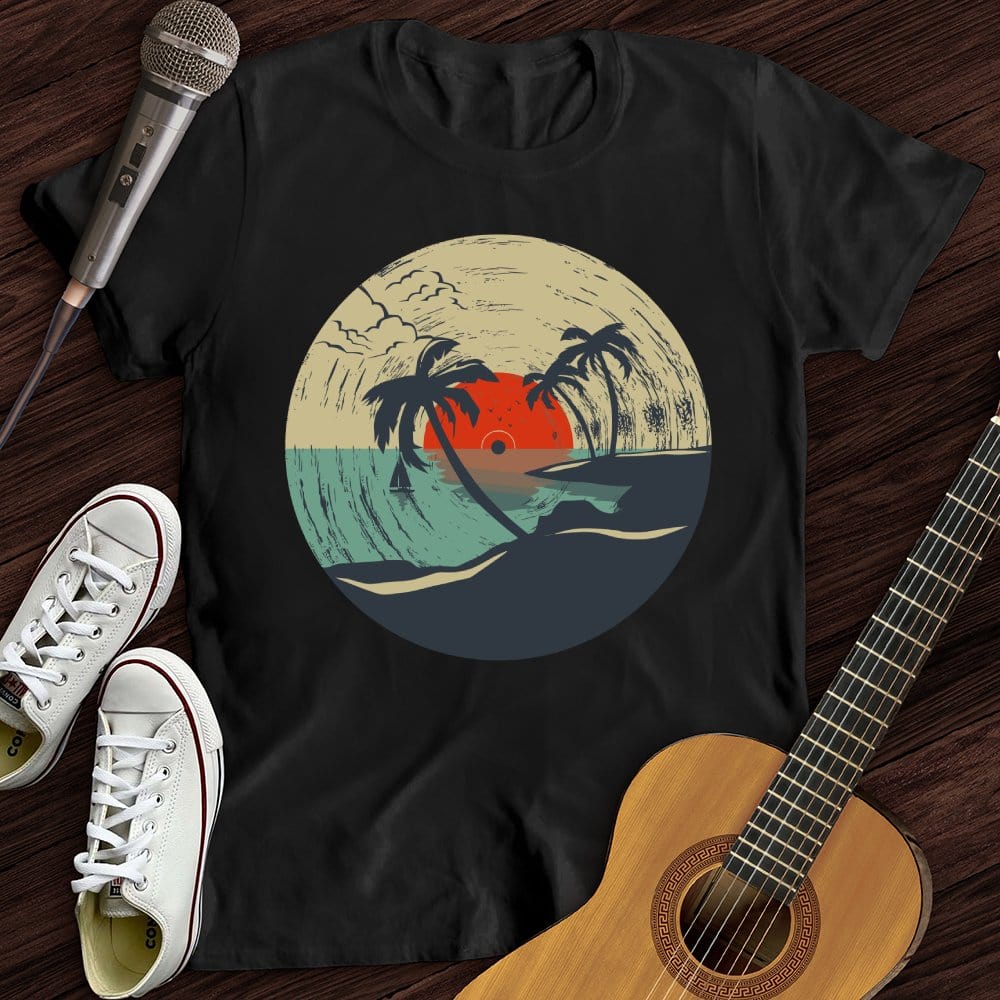 Printify T-Shirt Black / S Beach Record T-Shirt