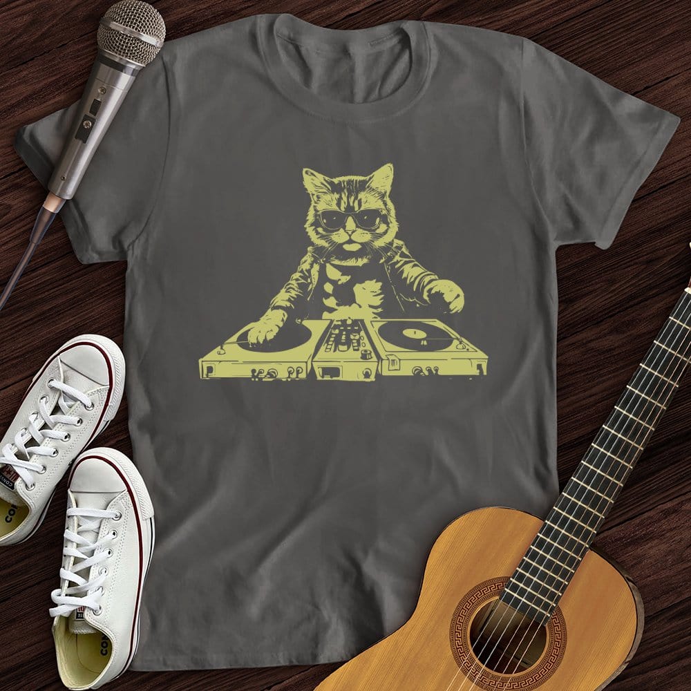 Printify T-Shirt Charcoal / S Cat DJ T-Shirt