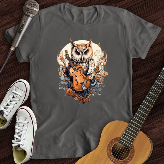 Printify T-Shirt Charcoal / S Owl Violin T-Shirt