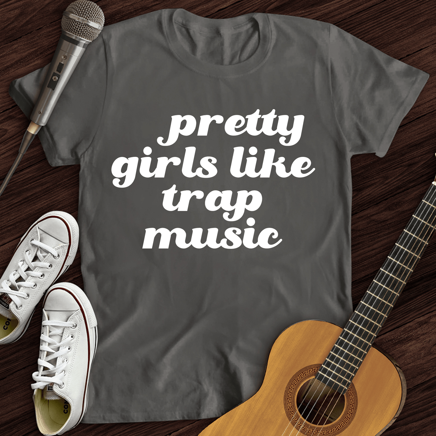 Printify T-Shirt Dark Heather / S Pretty Girls Like Trap Music T-Shirt