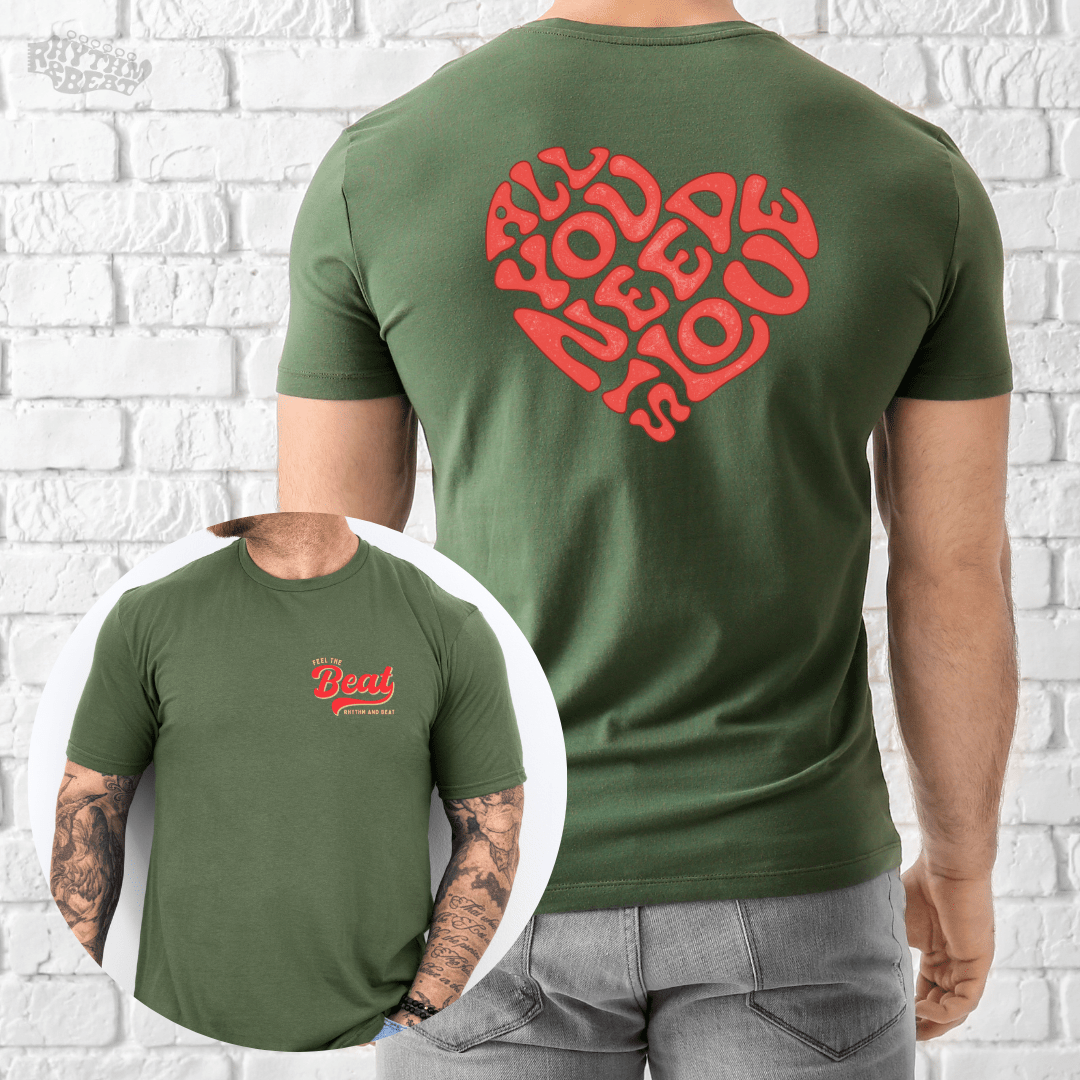 Printify T-Shirt Military Green / S Heart Of Love T-Shirt
