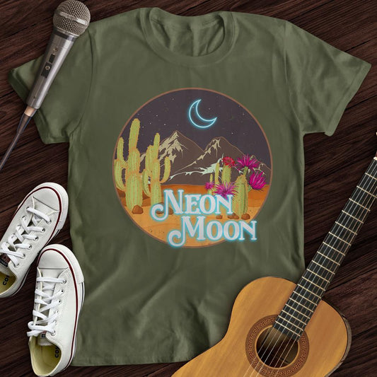 Printify T-Shirt Military Green / S Neon Moon T-Shirt