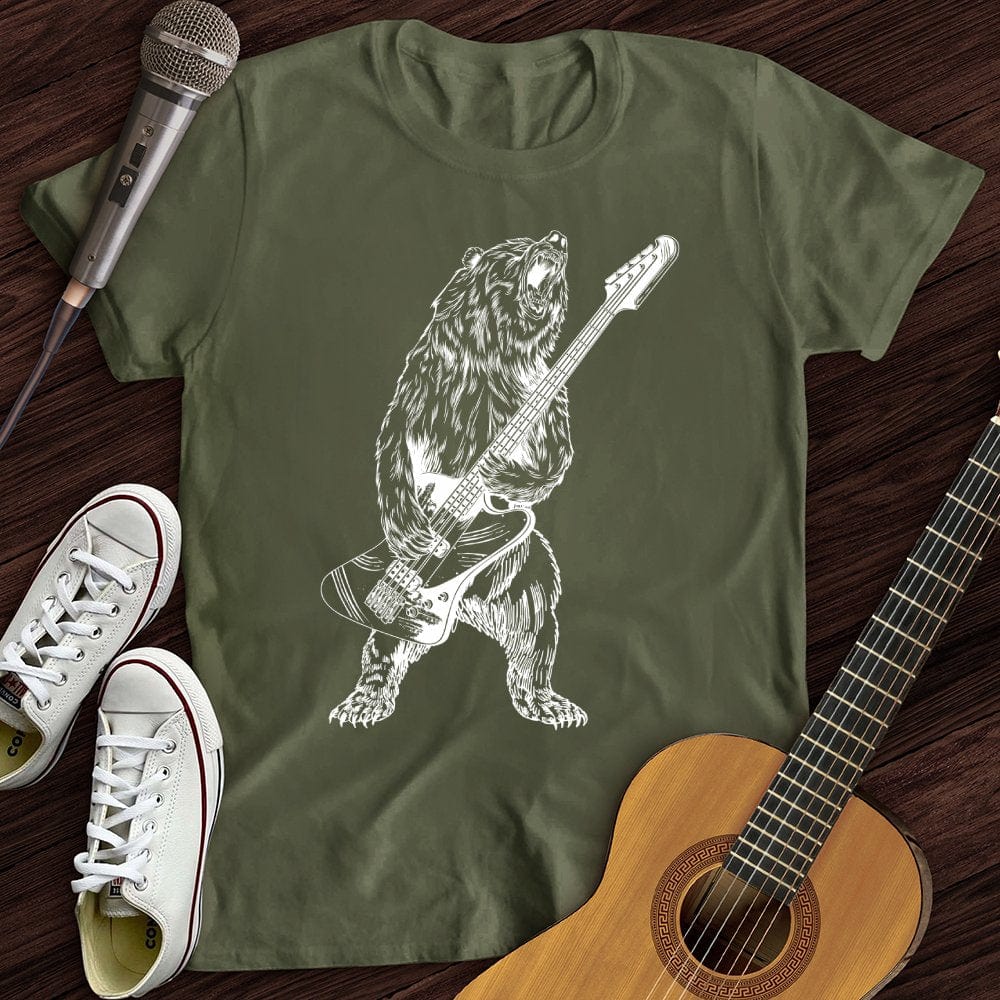 Printify T-Shirt Military Green / S Rock and Roll Grizzly T-Shirt