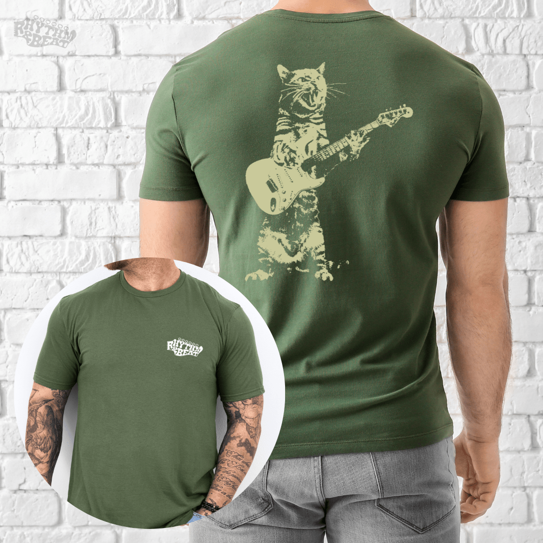 Printify T-Shirt Military Green / S Rockstar Cat T-Shirt
