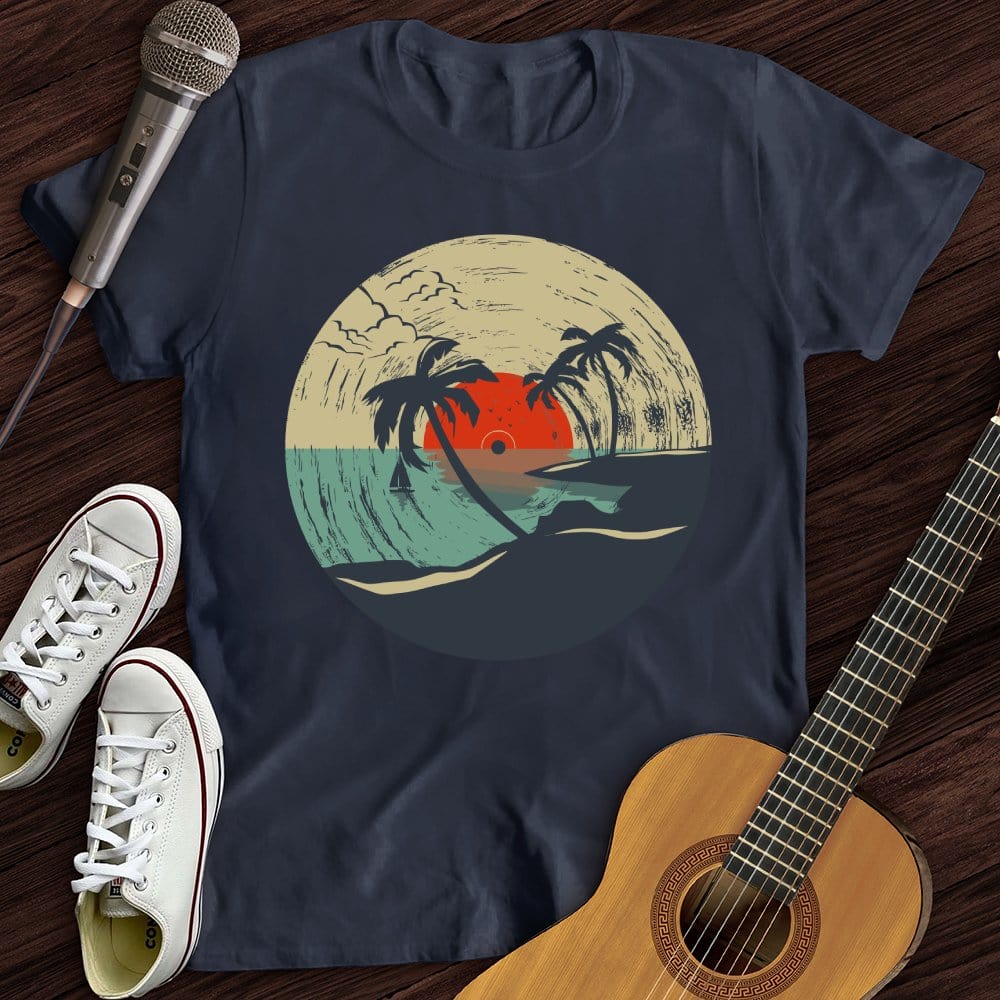 Printify T-Shirt Navy / S Beach Record T-Shirt