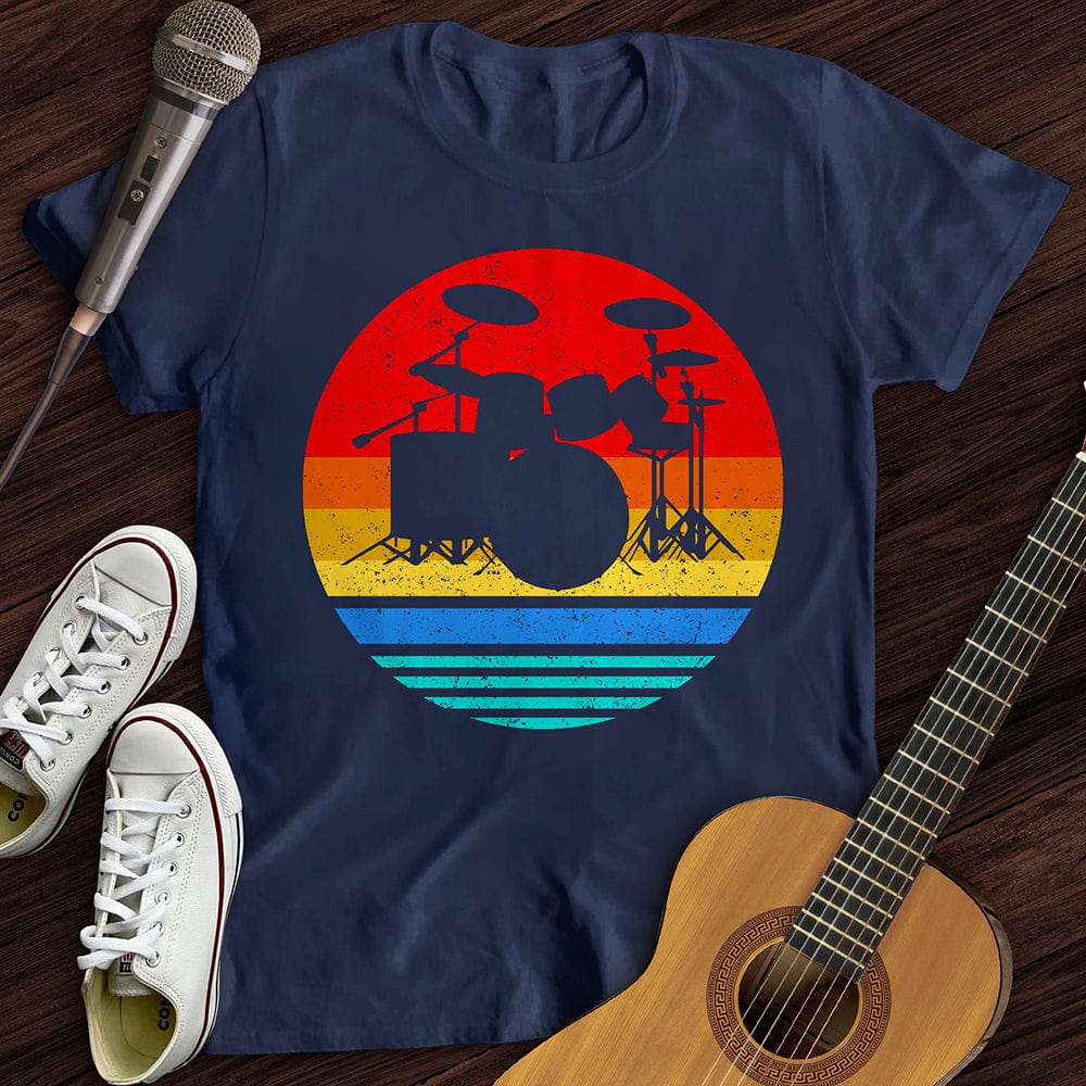Printify T-Shirt Navy / S Vintage Drum Set T-Shirt