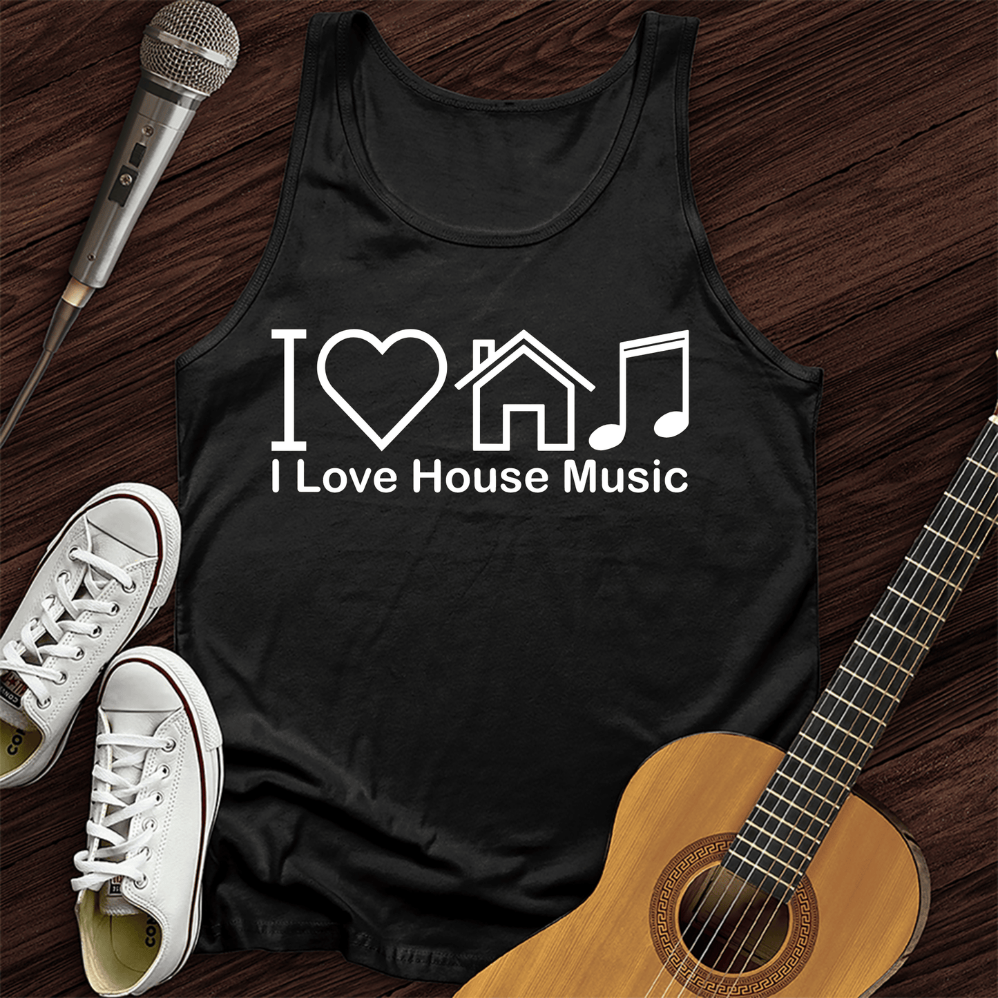 Printify Tank Top Black / XS I Love House Music Tank Top