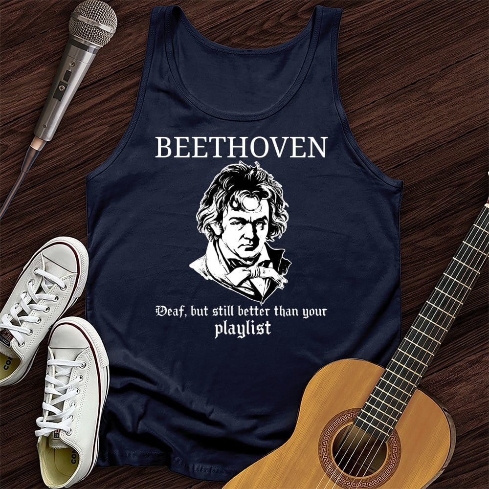 Printify Tank Top Navy / XS Beethoven Deaf Unisex Tank