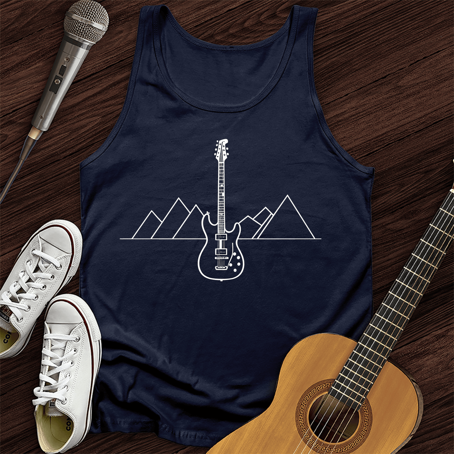 Printify Tank Top Navy / XS Mountain Rock Tank Top