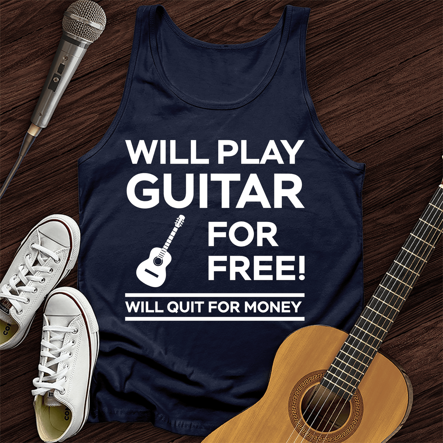 Printify Tank Top Navy / XS Play Guitar For Free Tank Top
