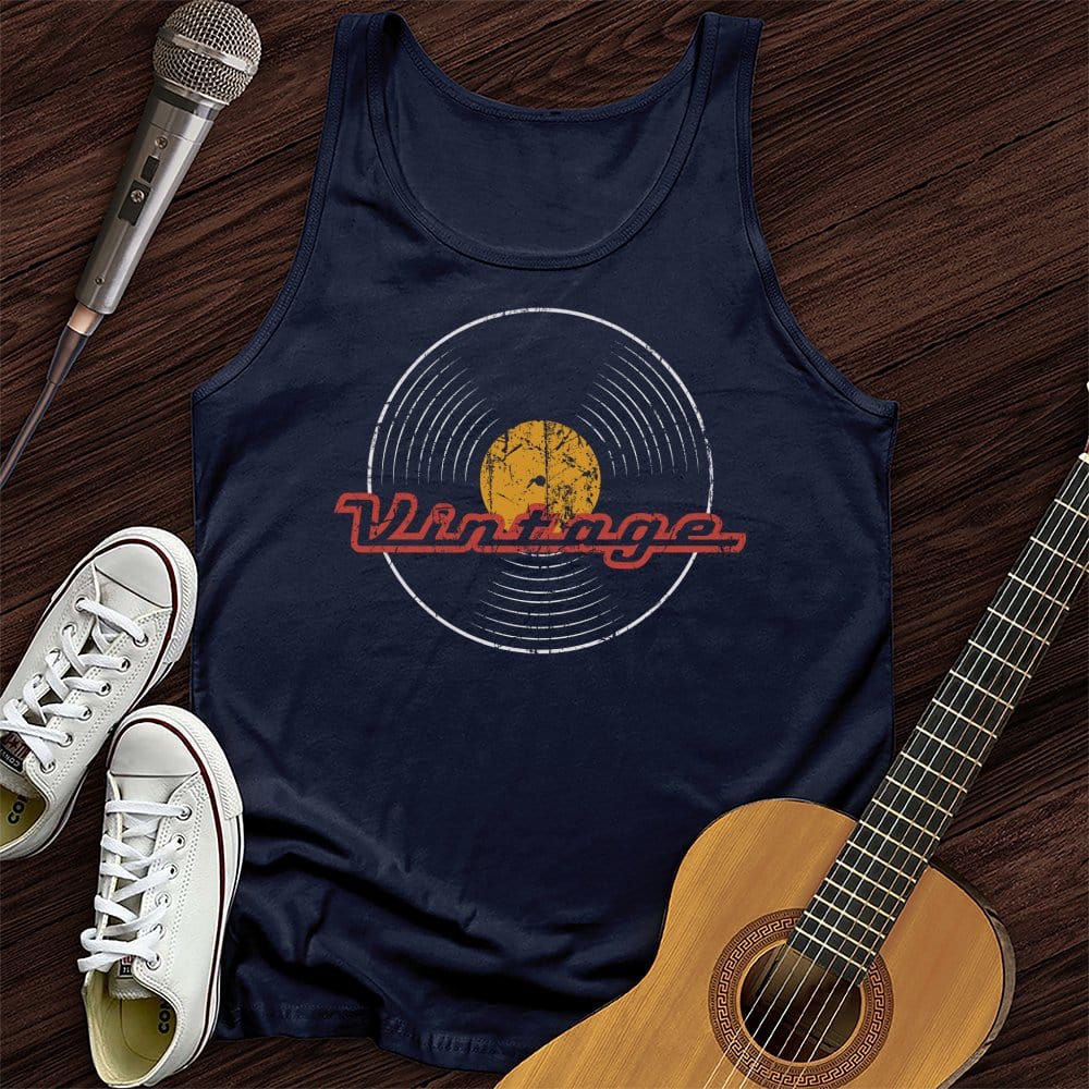Printify Tank Top Navy / XS The Vintage Record Unisex Tank Top