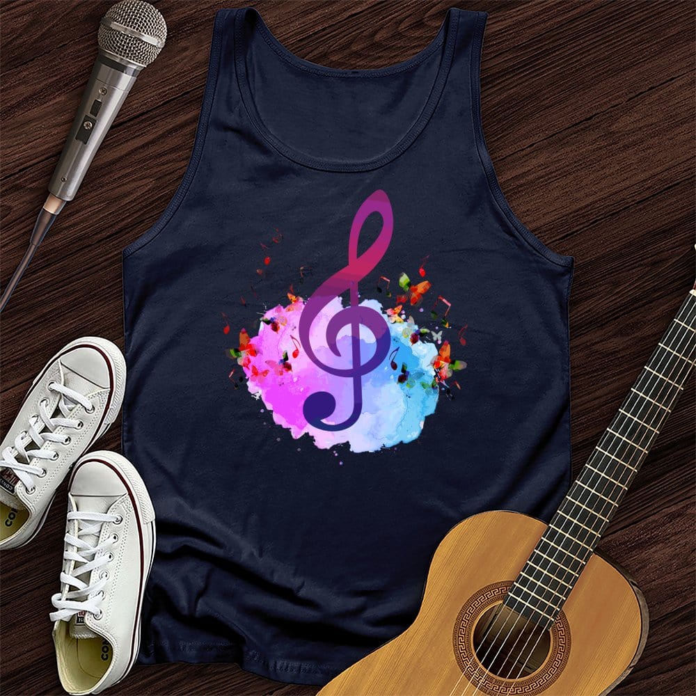 Printify Tank Top Navy / XS Water Color Treble Clef Unisex Tank Top