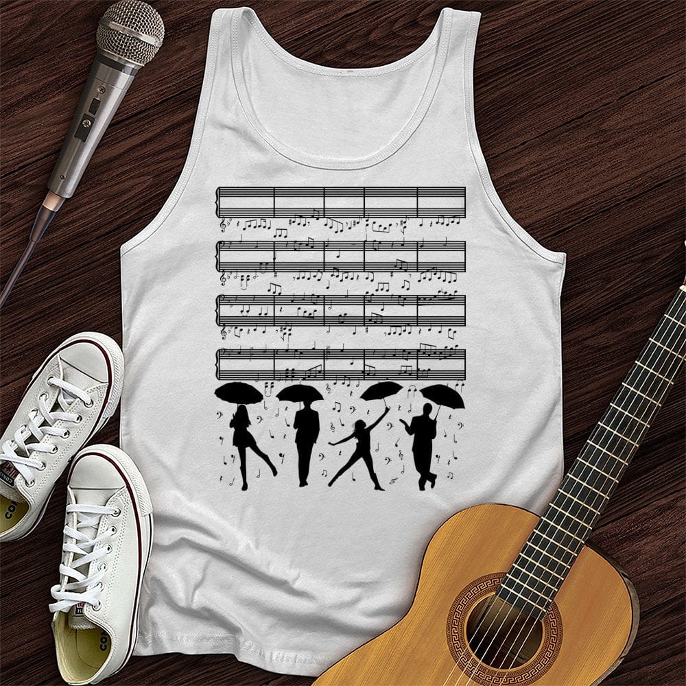 Printify Tank Top White / XS Raining Music Notes Tank Top