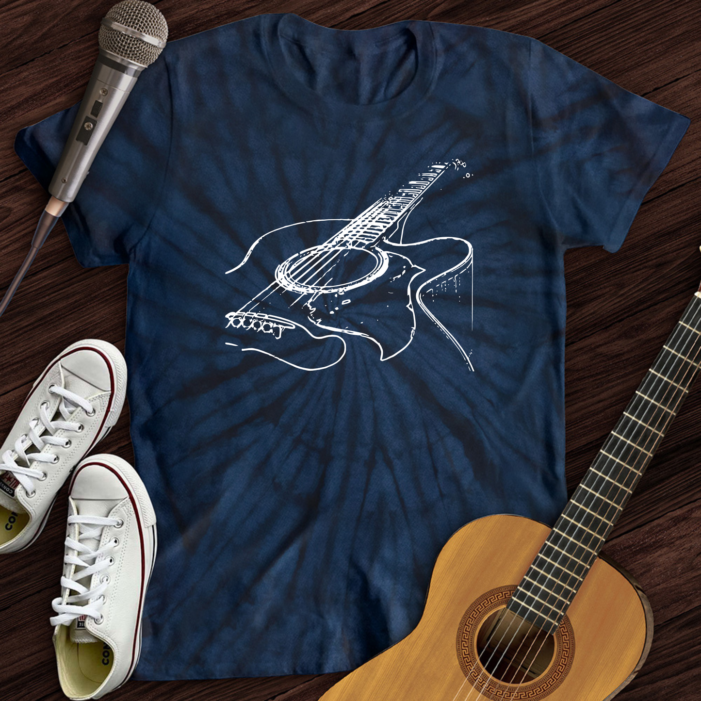 Guitar Sketch Tie Dye T-Shirt