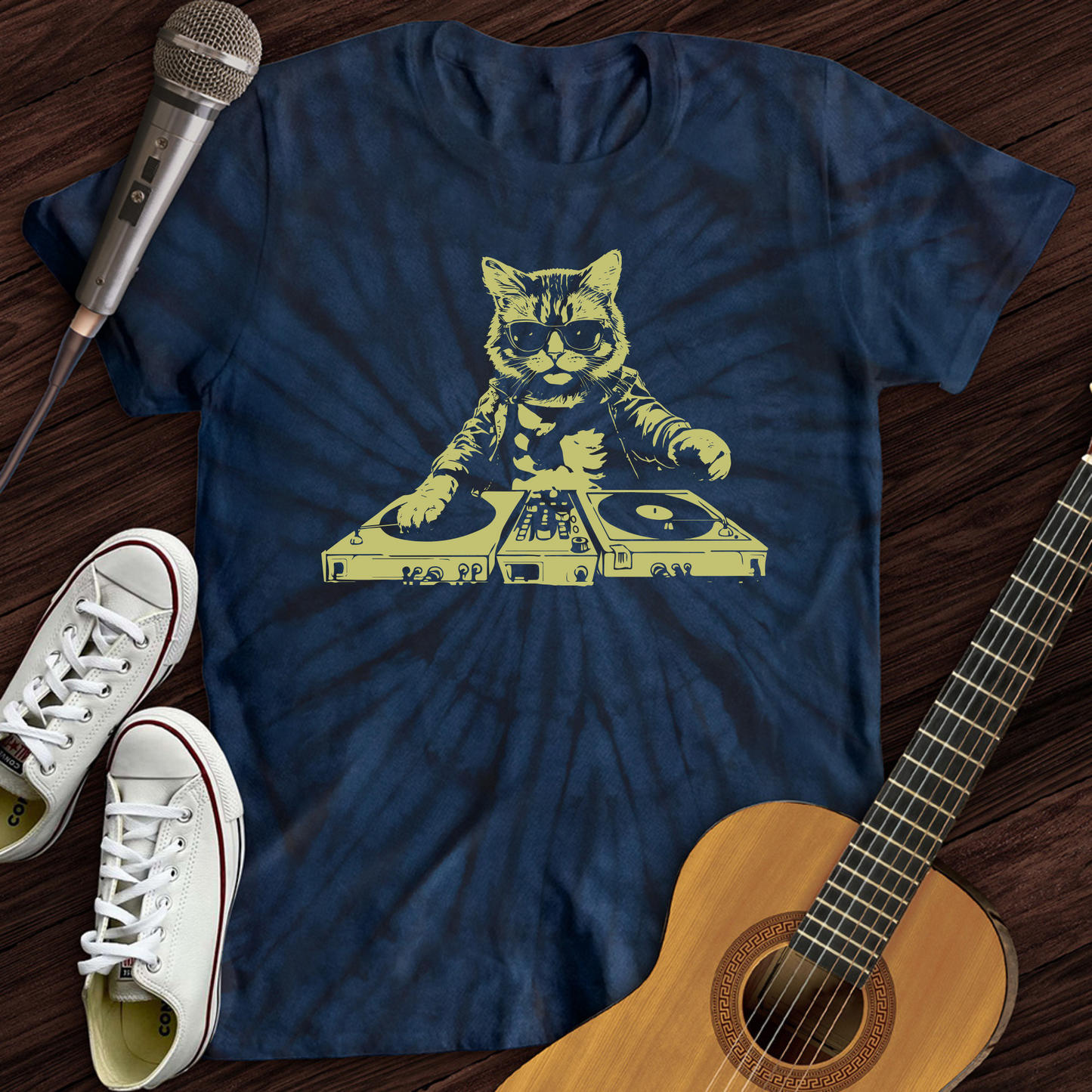 Cat DJ Tie Dye T-Shirt
