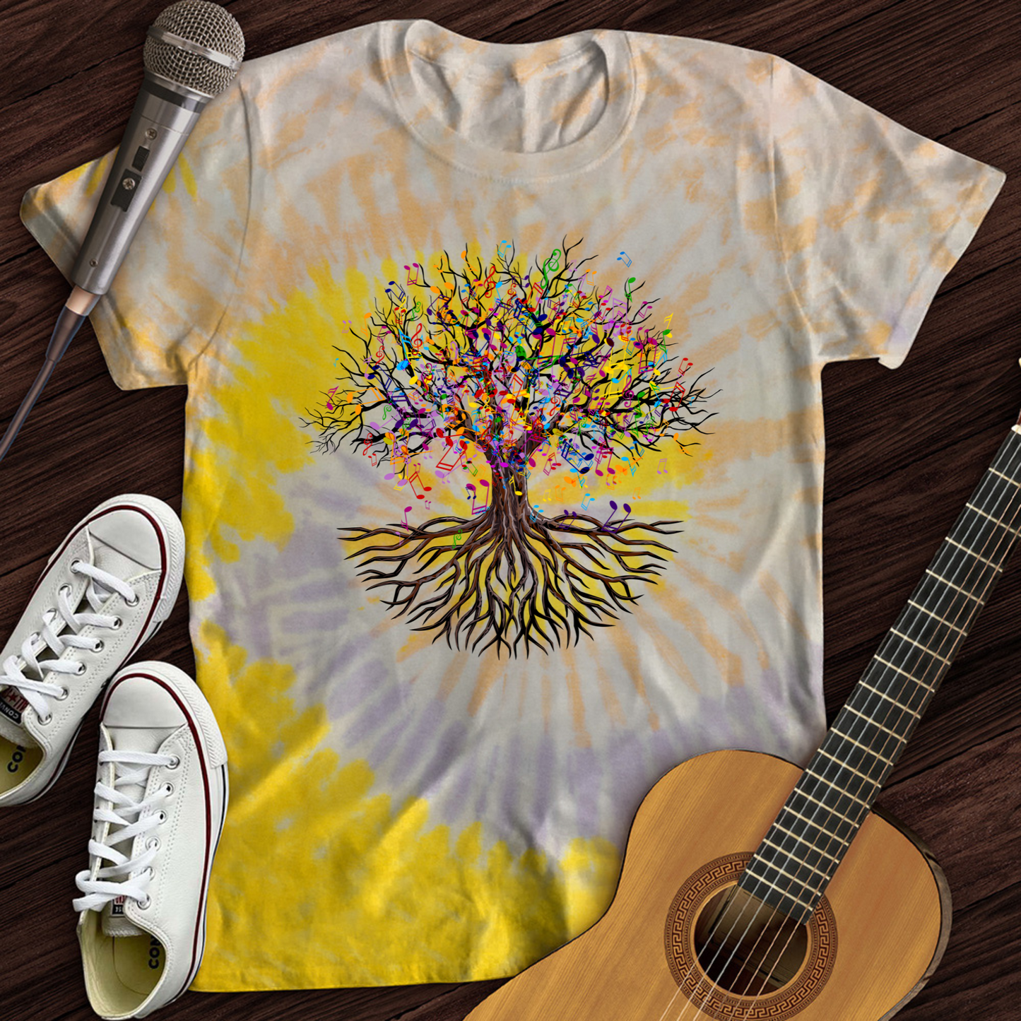 Music Note Tree Tie Dye T-Shirt