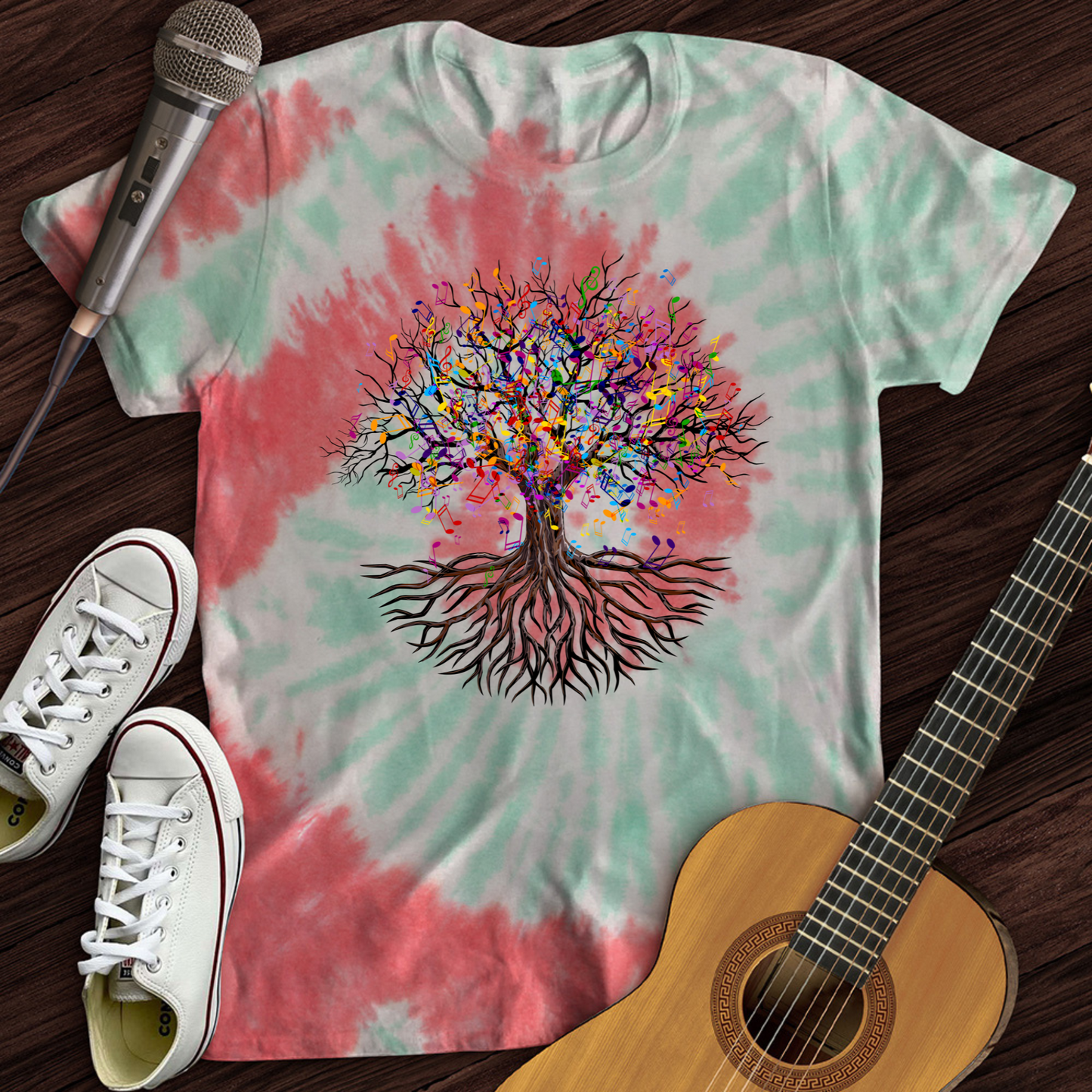 Music Note Tree Tie Dye T-Shirt