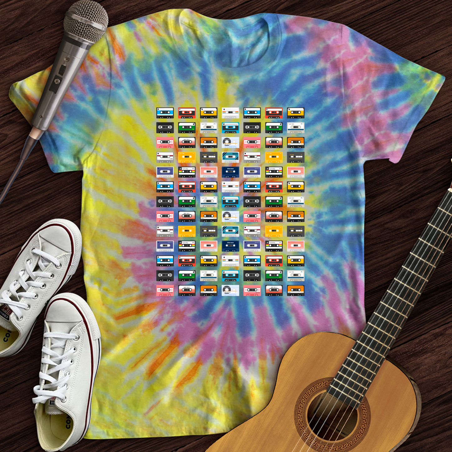 Rainbow Cassette Tie Dye T-Shirt