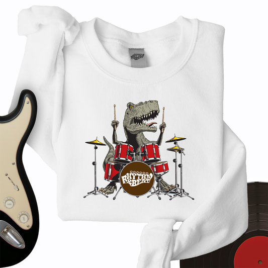 T-Rex Playing Drums Crewneck