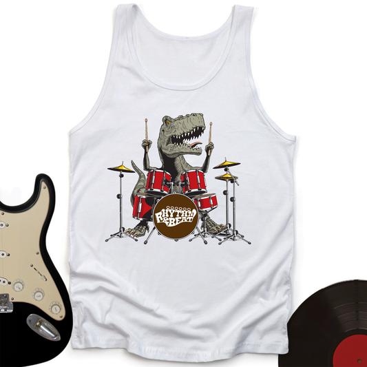 T-Rex Playing Drums Tank Top