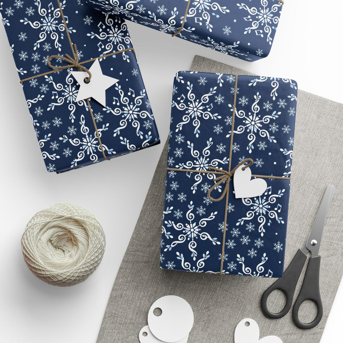 Treble Clef Snowflakes Wrapping Paper